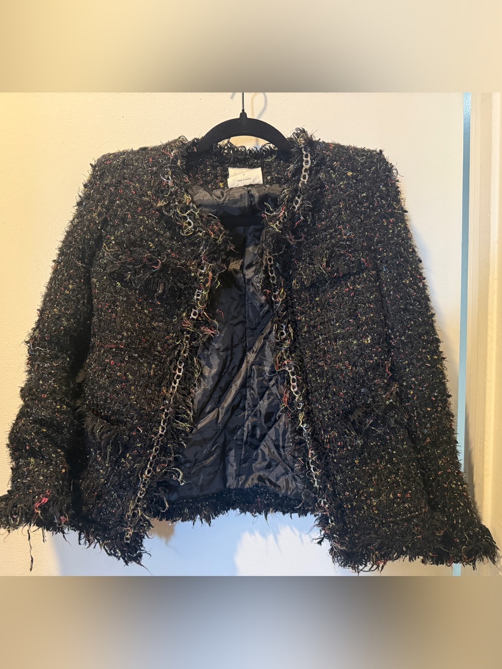 Repeat Korean Tweed Boucle Jacket Size F XS Black